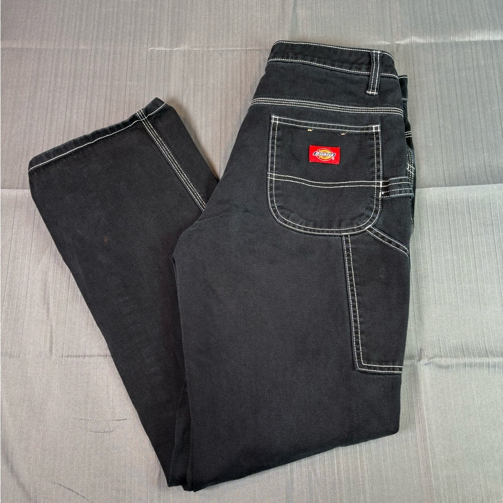Dickies Women’s Black Carpenter Jeans 7/28 – Contrast Stitch Workwear Pants